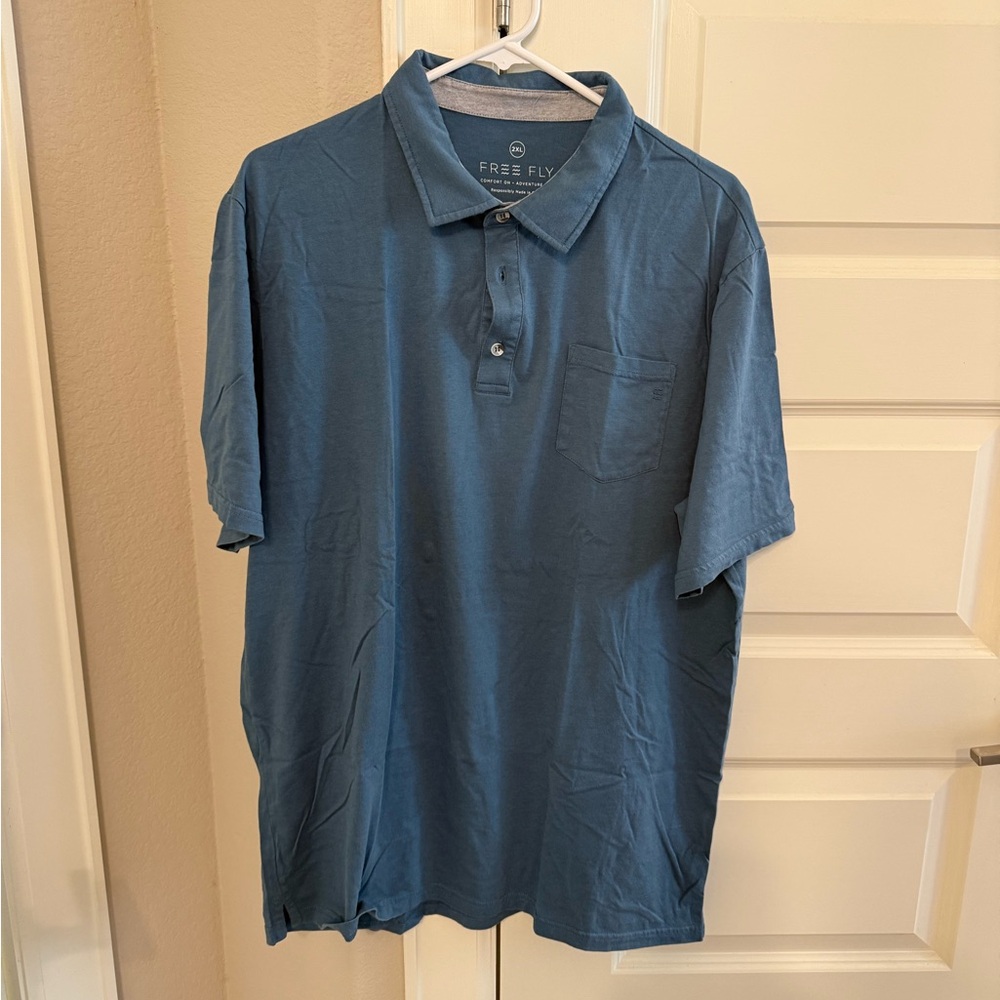 Lot of 2 Free Fly Men’s Bamboo Heritage Polo – Size XXL Navy and XXL Blue